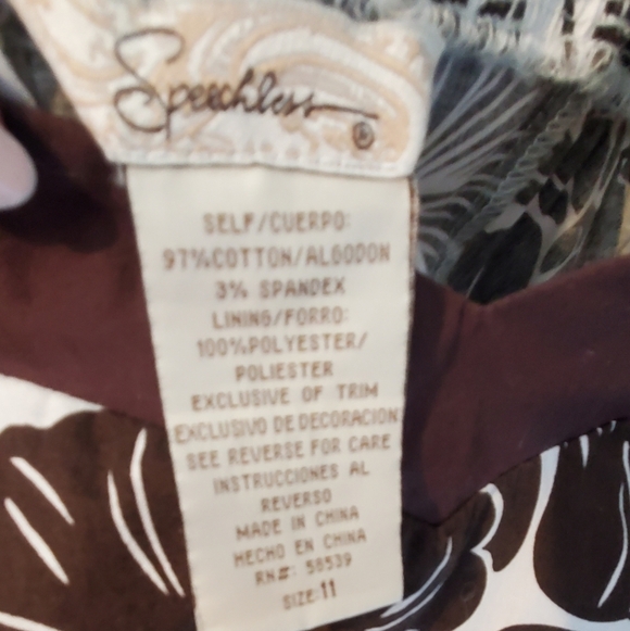 💚5/$25 Speechless Brown & Cream Floral Tropical Sweetheart Midi Dress Size 11 - Picture 7 of 7